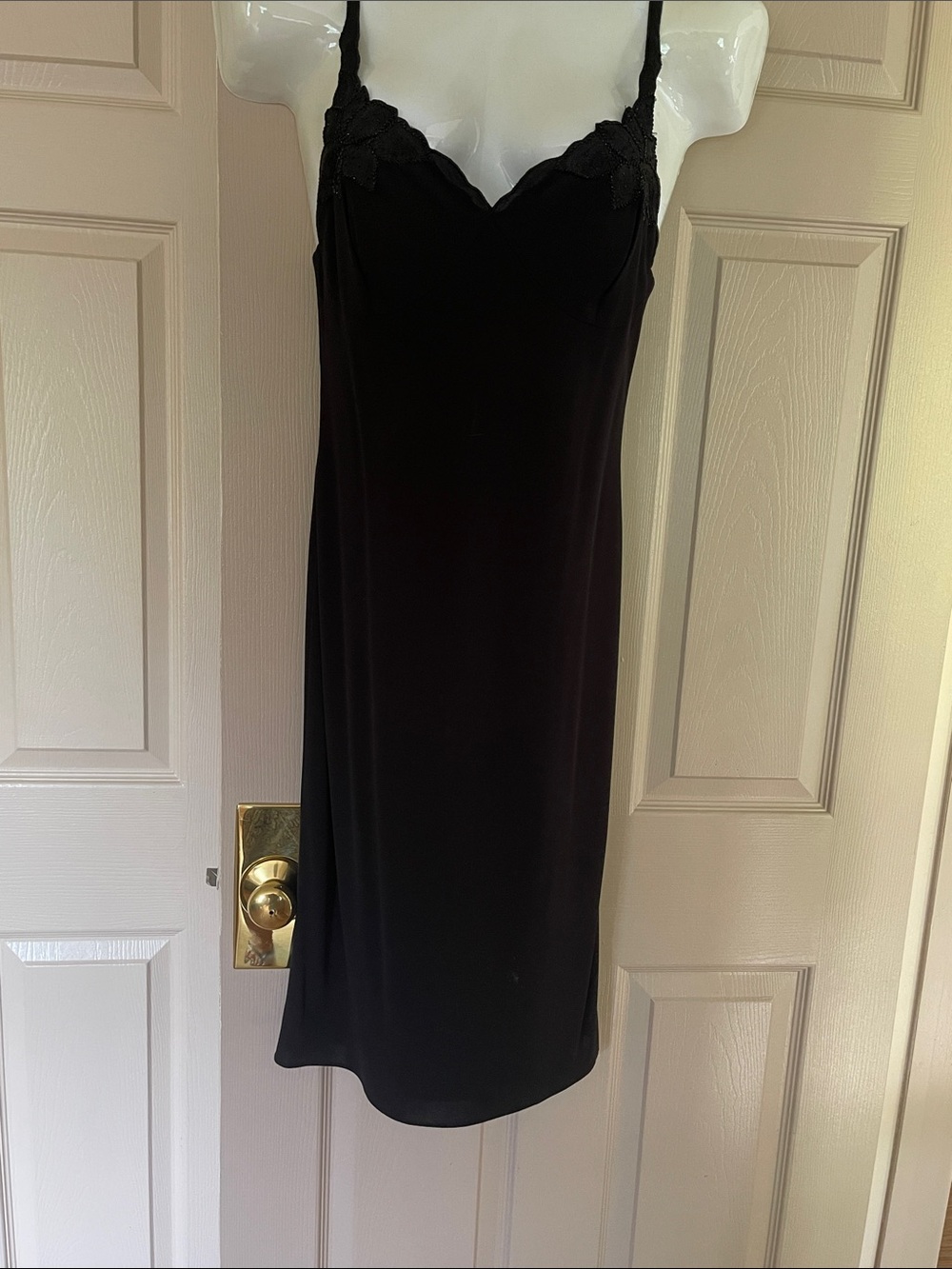 Rimini Black Strapless Slip Dress with Lace Trim